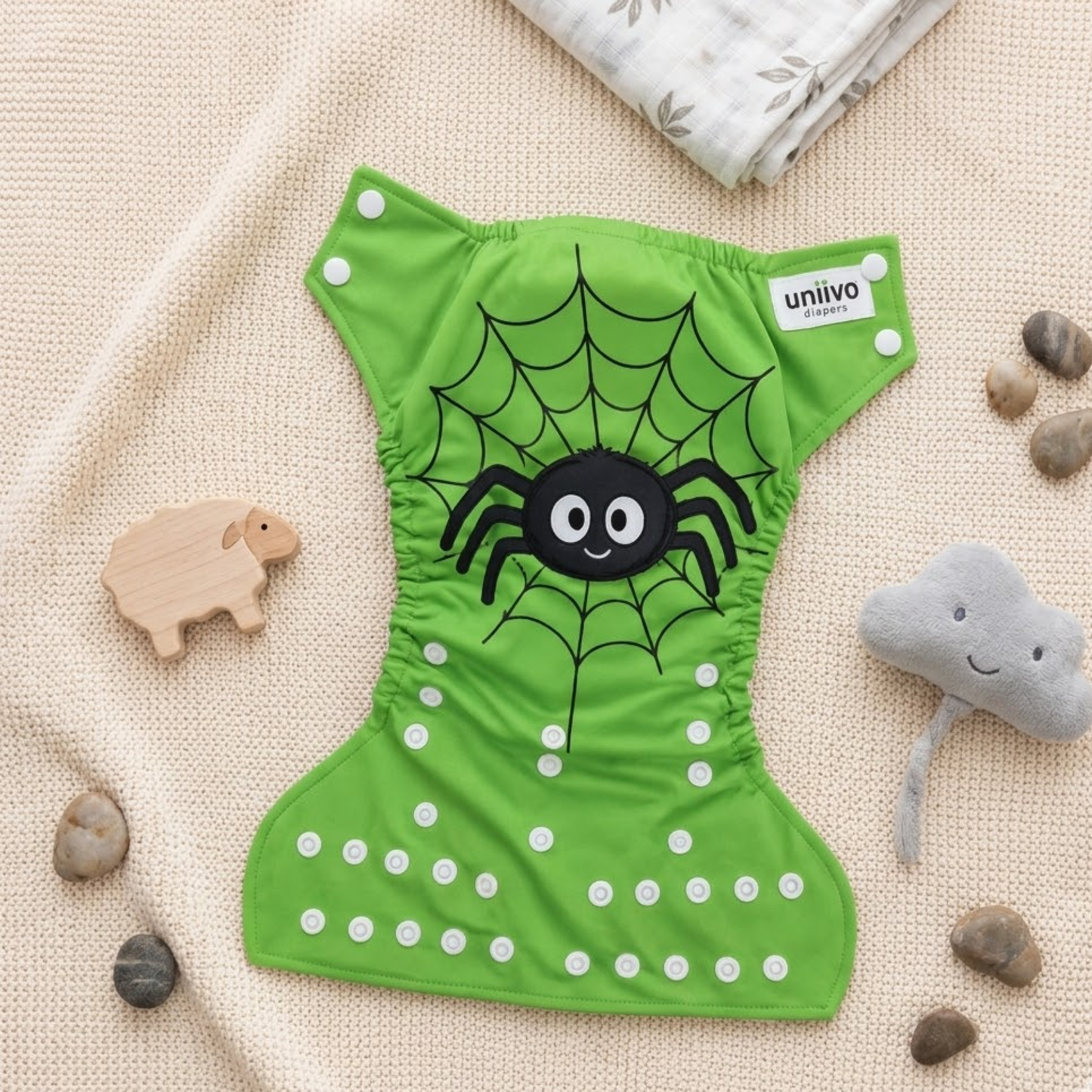 Uniivo Reusable Baby Cloth Diaper – Eco-Friendly, Adjustable, Leak-Proof Cotton Nappy for Kids