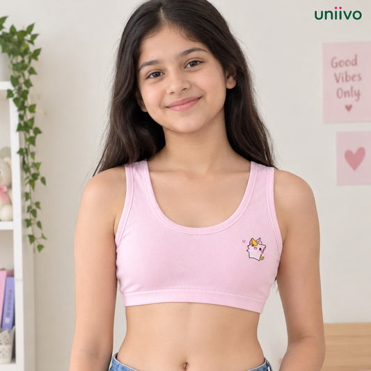 Slip on Teen Bras with Full Coverage Comfortable Stretchy Cotton