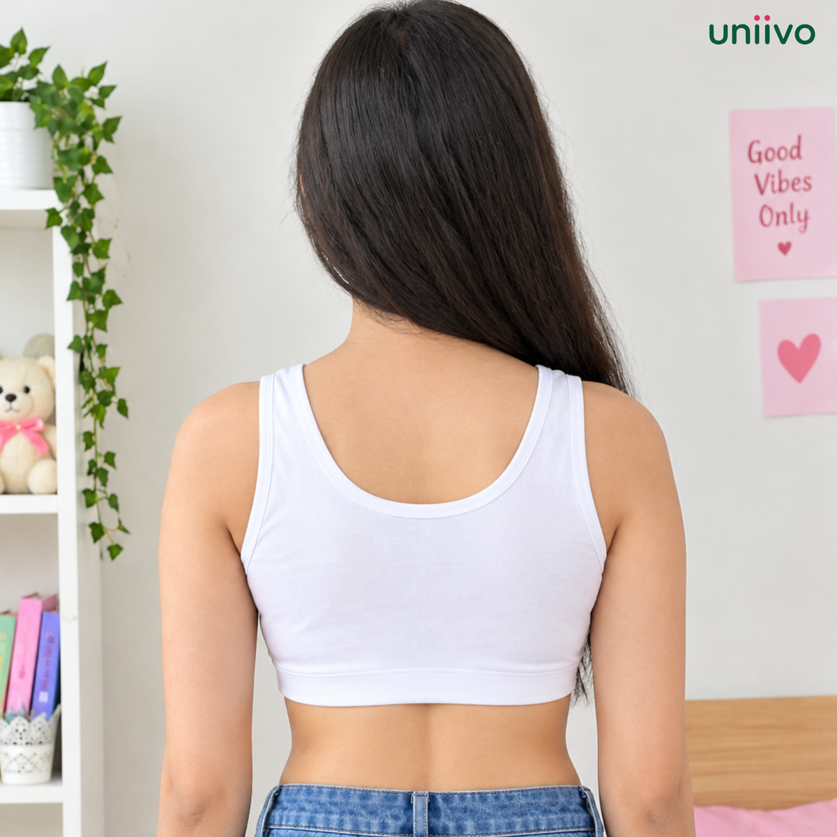 Slip on Teen Bras with Full Coverage Comfortable Stretchy Cotton