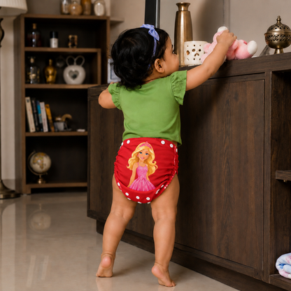 Barbie Print Reusable Cloth Diaper for Babies | Washable, Leak-Proof & Adjustable Baby Nappy