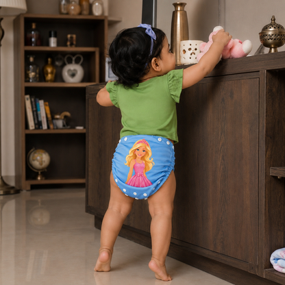 Barbie Print Reusable Cloth Diaper for Babies | Washable, Leak-Proof & Adjustable Baby Nappy