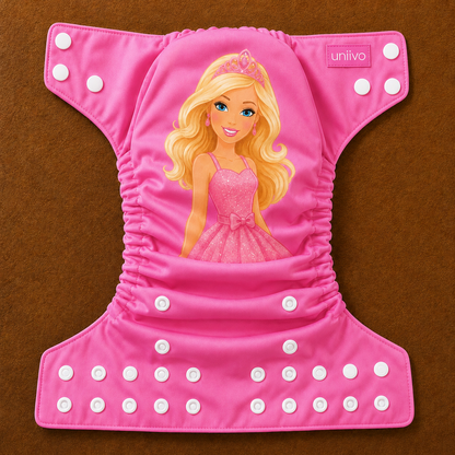 Barbie Print Reusable Cloth Diaper for Babies | Washable, Leak-Proof & Adjustable Baby Nappy