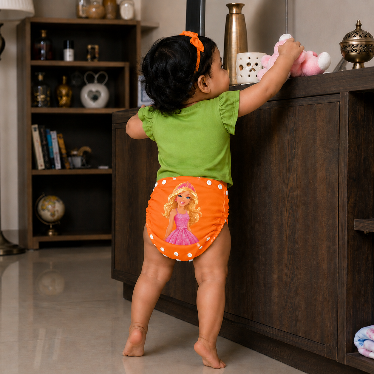 Barbie Print Reusable Cloth Diaper for Babies | Washable, Leak-Proof & Adjustable Baby Nappy