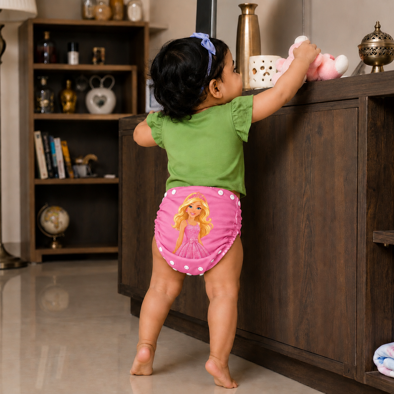 Barbie Print Reusable Cloth Diaper for Babies | Washable, Leak-Proof & Adjustable Baby Nappy