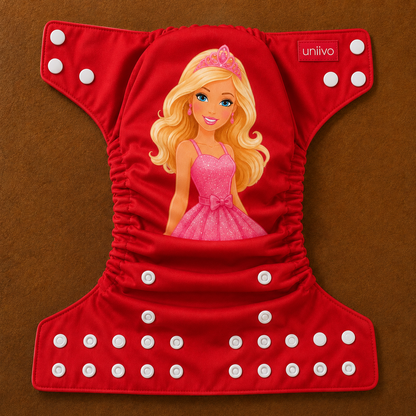 Barbie Print Reusable Cloth Diaper for Babies | Washable, Leak-Proof & Adjustable Baby Nappy