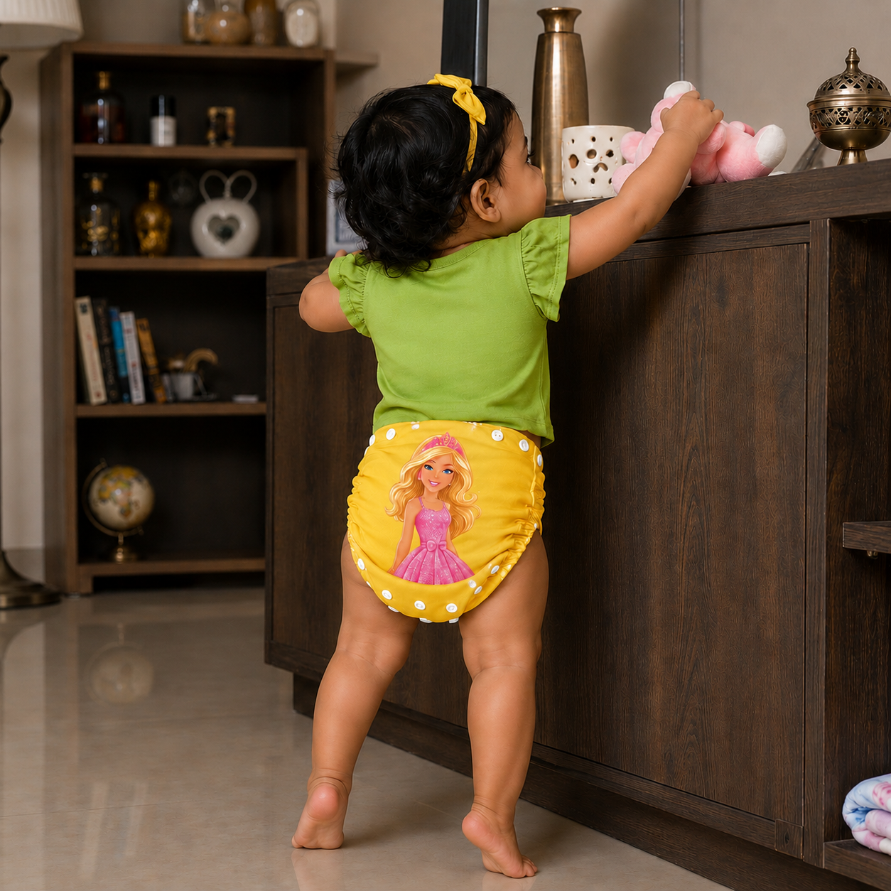 Barbie Print Reusable Cloth Diaper for Babies | Washable, Leak-Proof & Adjustable Baby Nappy