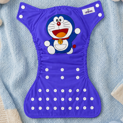 Uniivo Doraemon Print Baby Cloth Diaper – Reusable, Adjustable & Leak-Proof Nappy