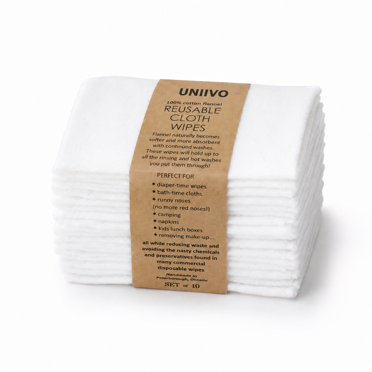 Uniivo Reusable Period Emergency Cloth Wips Pack of 10