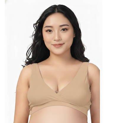 Uniivo Cotton Maternity & Nursing Bra – Wireless Seamless Breastfeeding Bra with Removable Pads