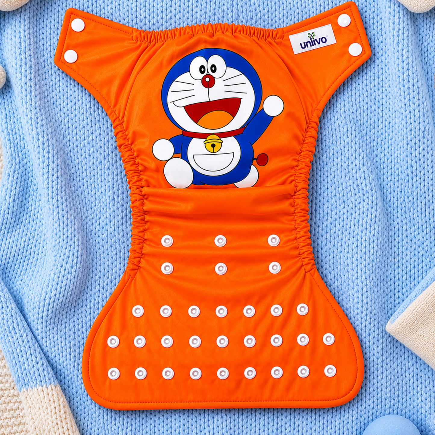 Uniivo Doraemon Print Baby Cloth Diaper – Reusable, Adjustable & Leak-Proof Nappy