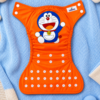 Uniivo Doraemon Print Baby Cloth Diaper – Reusable, Adjustable & Leak-Proof Nappy