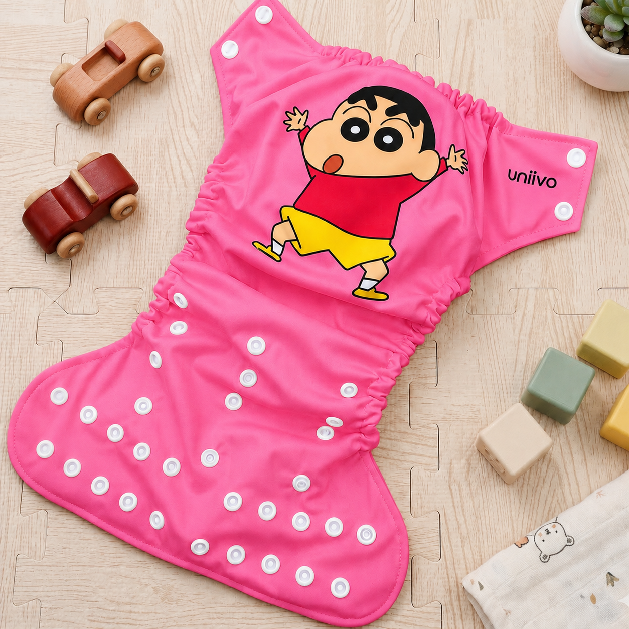 Shinchan Print Reusable Cloth Diaper for Babies | Washable, Leak-Proof, Soft & Breathable Baby Diaper | Adjustable Snap Fit | Eco-Friendly Reusable Nappy