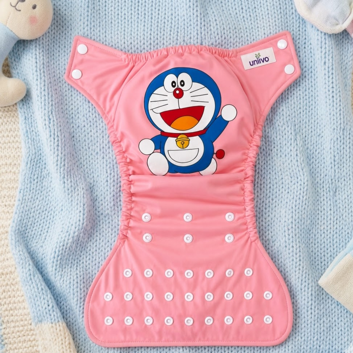 Uniivo Doraemon Print Baby Cloth Diaper – Reusable, Adjustable & Leak-Proof Nappy