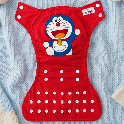 Uniivo Doraemon Print Baby Cloth Diaper – Reusable, Adjustable & Leak-Proof Nappy
