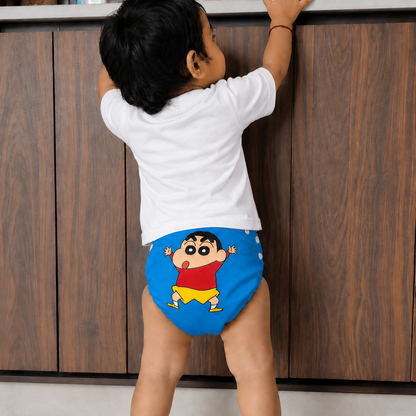 Shinchan Print Reusable Cloth Diaper for Babies | Washable, Leak-Proof, Soft & Breathable Baby Diaper | Adjustable Snap Fit | Eco-Friendly Reusable Nappy