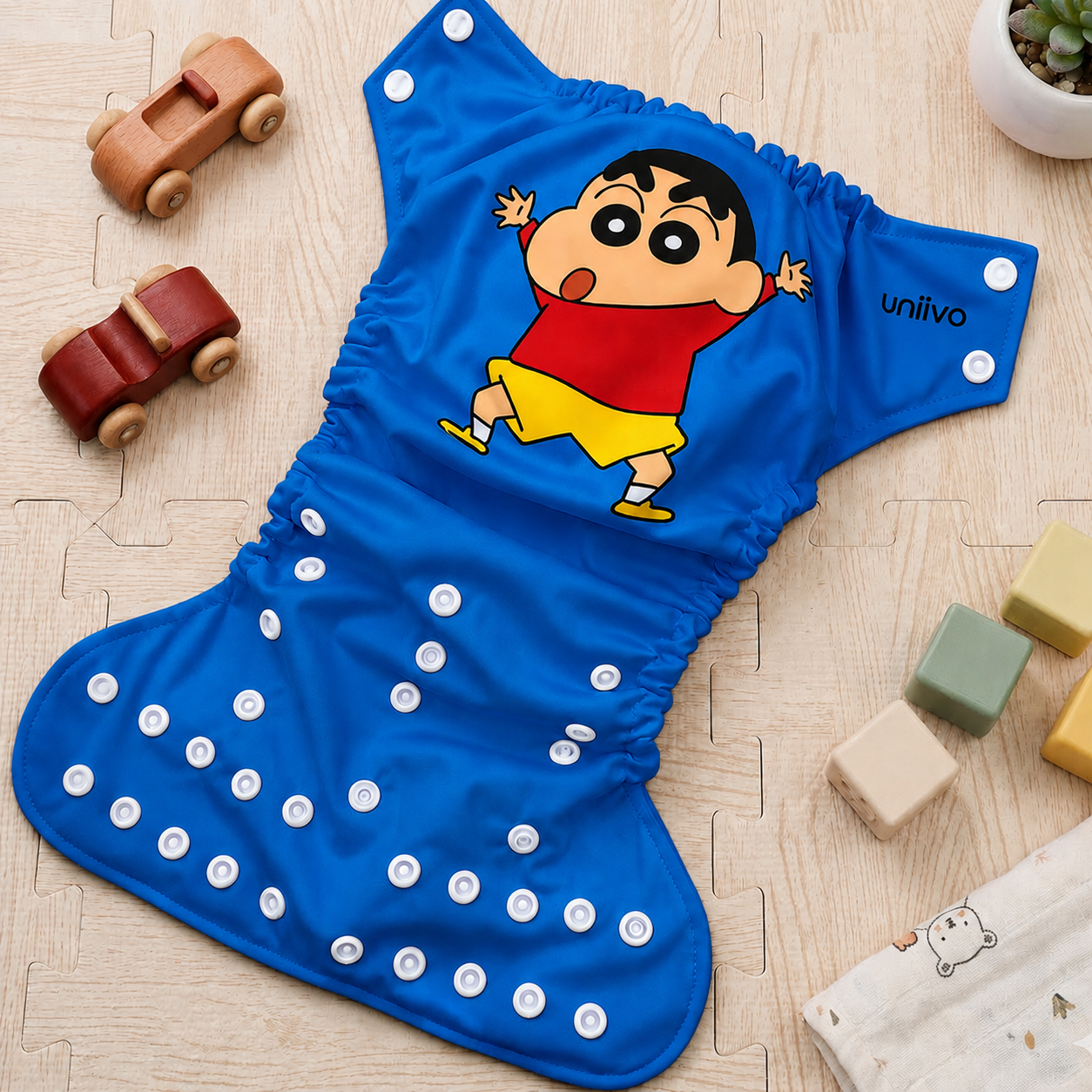 Shinchan Print Reusable Cloth Diaper for Babies | Washable, Leak-Proof, Soft & Breathable Baby Diaper | Adjustable Snap Fit | Eco-Friendly Reusable Nappy