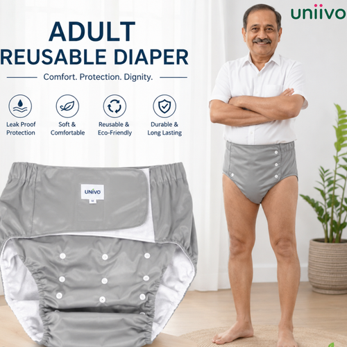 Uniivo Reusable Adult Cloth Diaper for Men Pack of 1