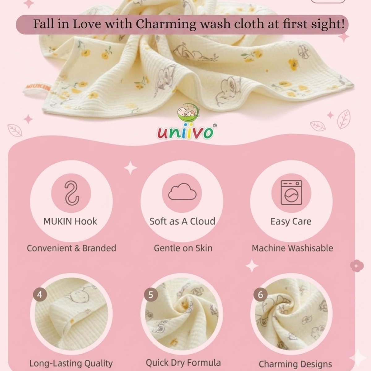 Uniivo Premium Baby Wipes Cotton Face Towels