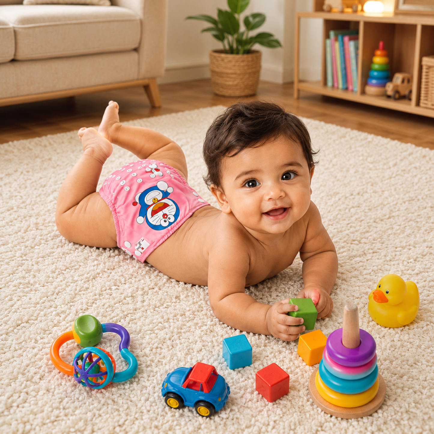 Uniivo Reusable Baby Cloth Diaper – Eco-Friendly, Adjustable, Leak-Proof Cotton Nappy for Kids
