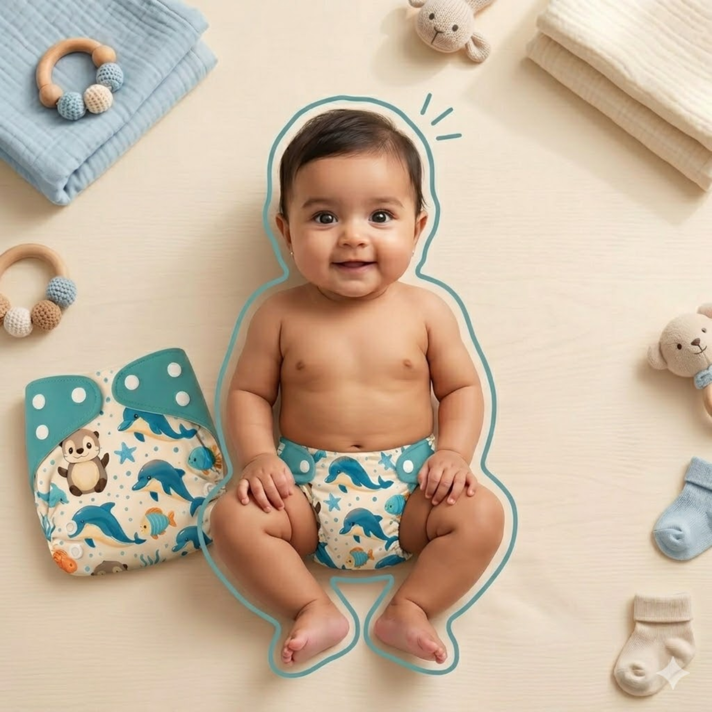 Uniivo Cute Printed Baby Diaper – Reusable, Soft Cotton & Leak-Proof Comfort Fit