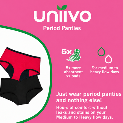 Uniivo Teen Period Underwear – Comfortable, Leak-Proof & Reusable Panties for Girls