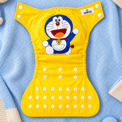 Uniivo Doraemon Print Baby Cloth Diaper – Reusable, Adjustable & Leak-Proof Nappy