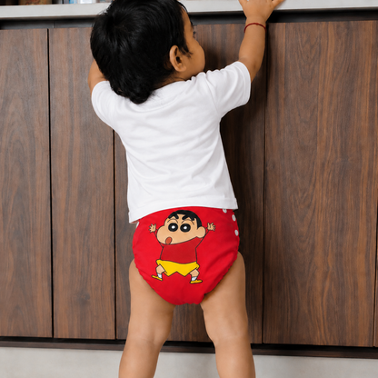 Shinchan Print Reusable Cloth Diaper for Babies | Washable, Leak-Proof, Soft & Breathable Baby Diaper | Adjustable Snap Fit | Eco-Friendly Reusable Nappy
