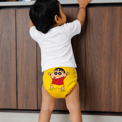 Shinchan Print Reusable Cloth Diaper for Babies | Washable, Leak-Proof, Soft & Breathable Baby Diaper | Adjustable Snap Fit | Eco-Friendly Reusable Nappy